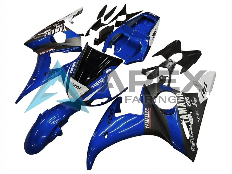 Blue White Glossy Black Yamalube - Yamaha R6S / YZF-R6S (2006-2009) ABS Fairings | Apex Fairings — view 3