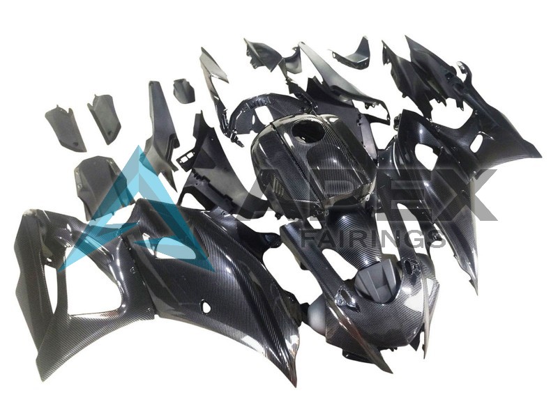 Black Carbon Fiber Carbon Fiber - Yamaha R7 / YZF-R7 (2021-2025) ABS Fairings | Apex Fairings — view 2